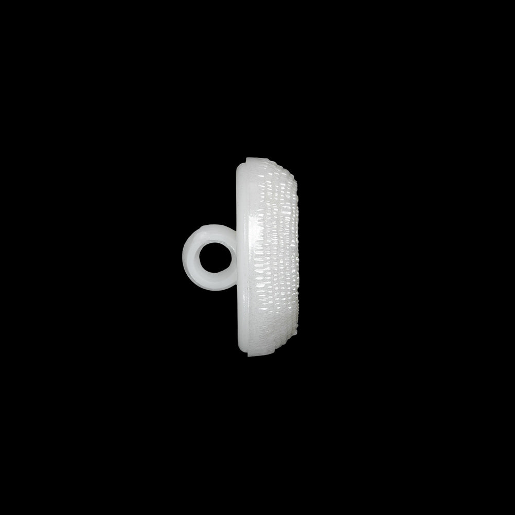 Concave Plastic Shank Back Button - White Beaded Look Embossed - 24L/15mm
