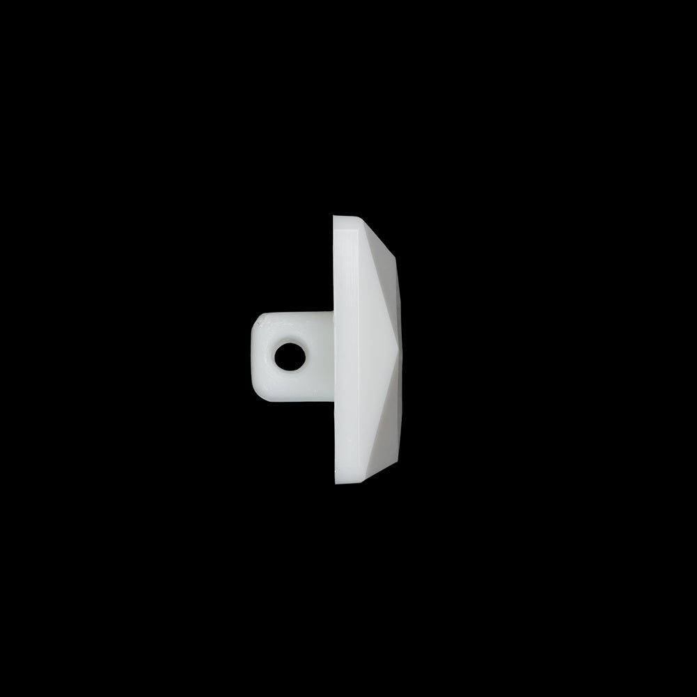 Plastic Shank Back Button - White Faceted Square - 36L/23mm