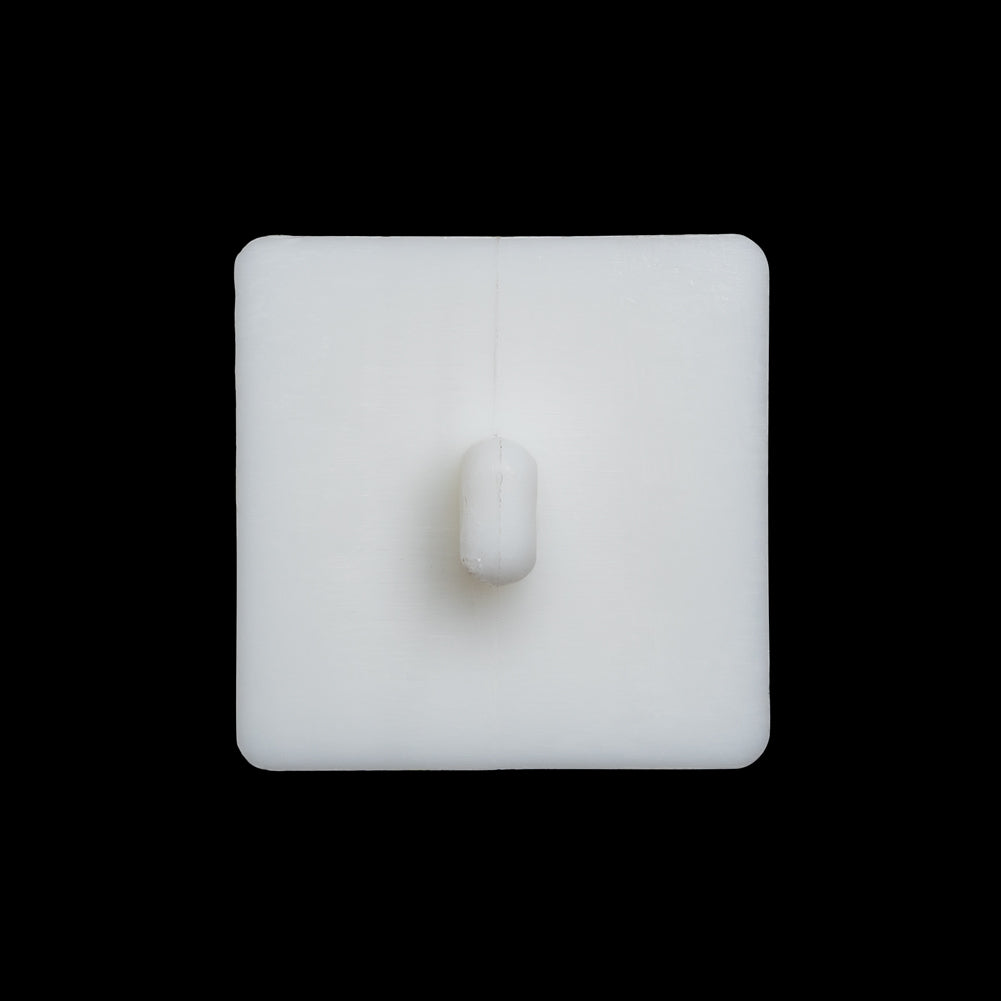 Plastic Shank Back Button - White Faceted Square - 44L/28mm