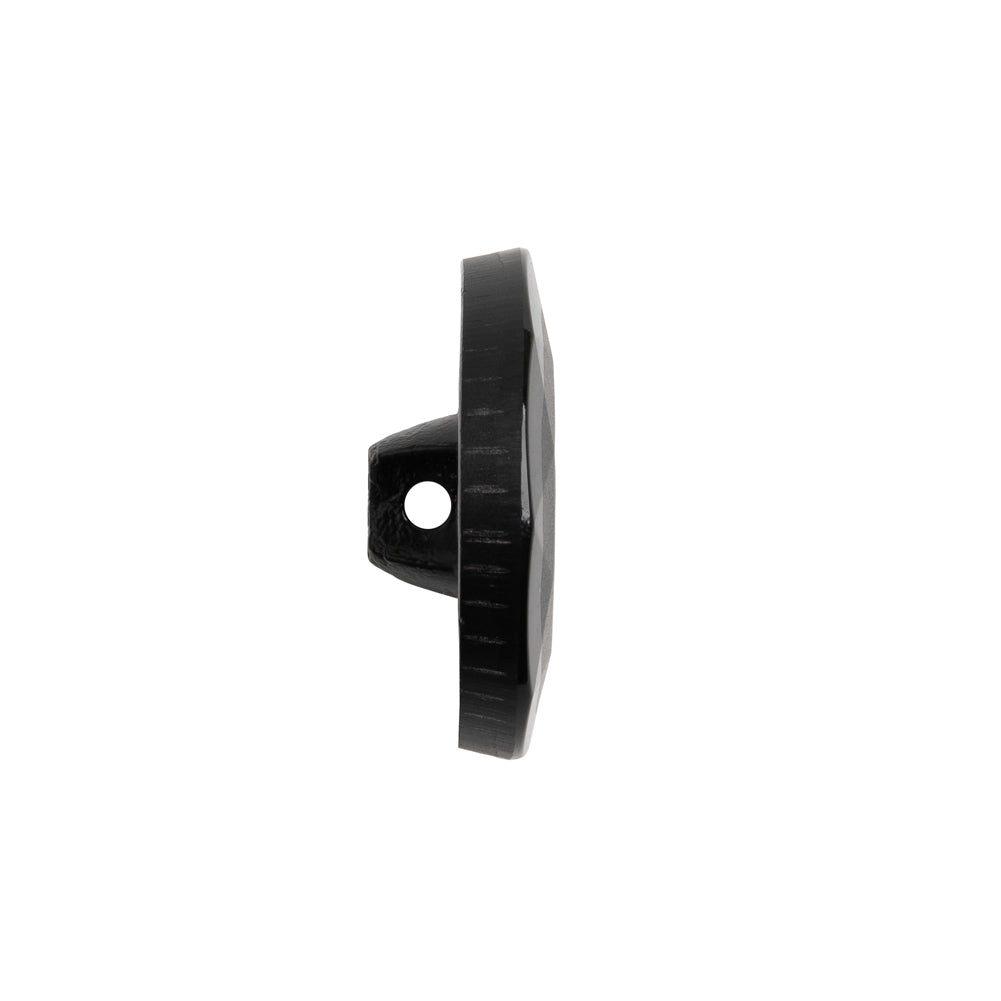 Faceted Glass Shank Back Button - Black Matte Center - 34L/21.5mm