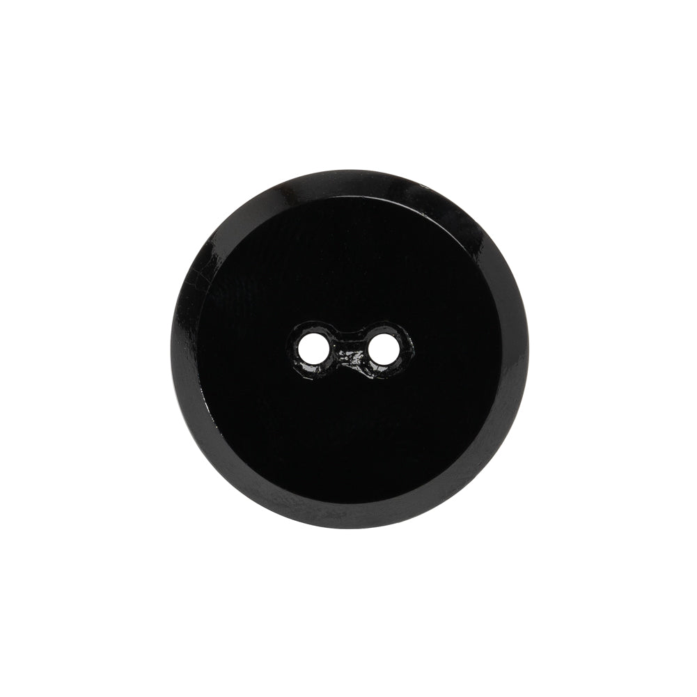 Flat Glass 2-Hole Button - Black - 35L/22mm