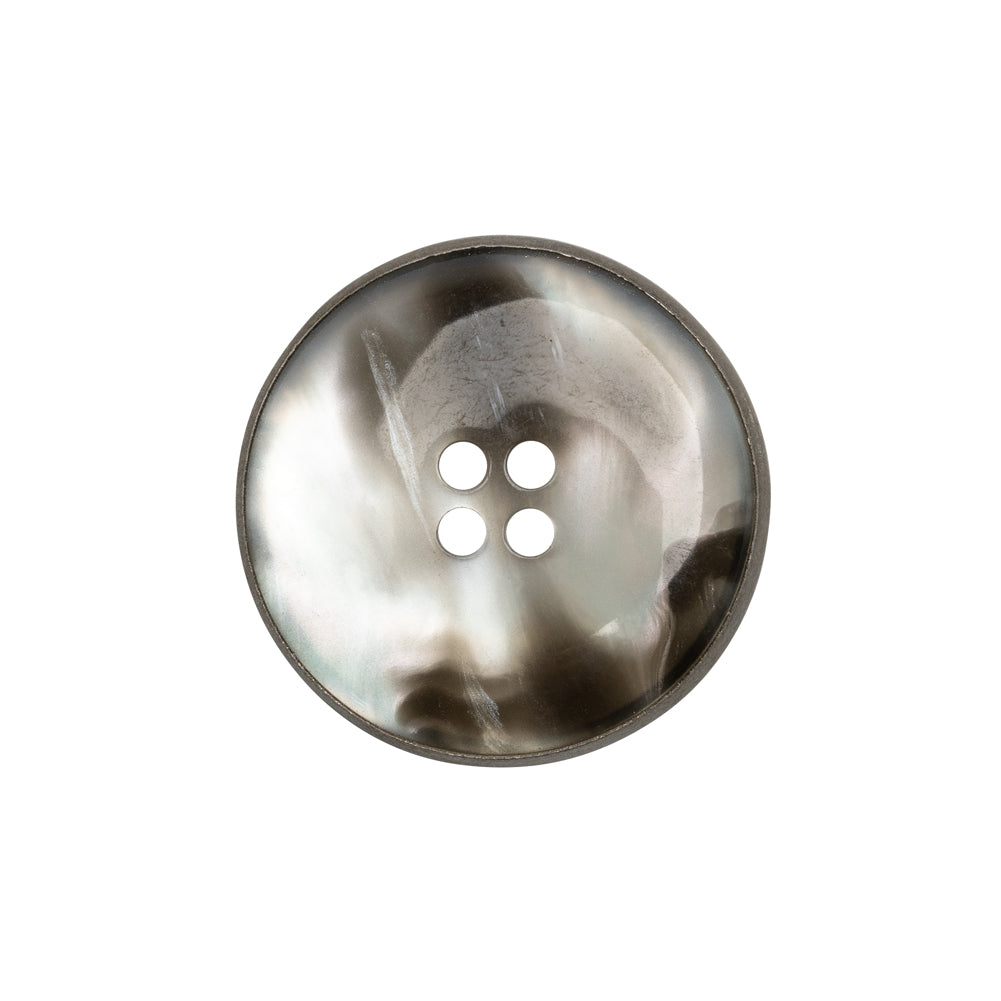 Shell 4-Hole Button - 36L/23mm - Translucent Gray with Gunmetal Narrow Rim