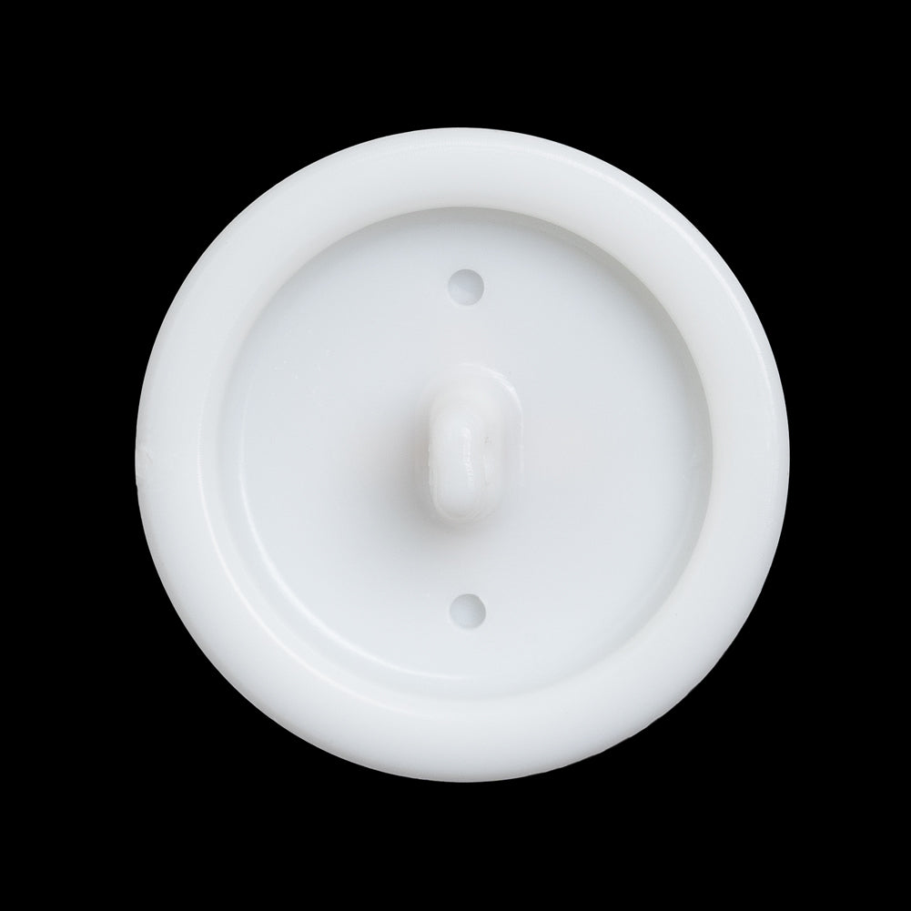 Plastic Shank Back Button - 44L/28mm - White and Metallic Gold Faux Stitched 4-Hole