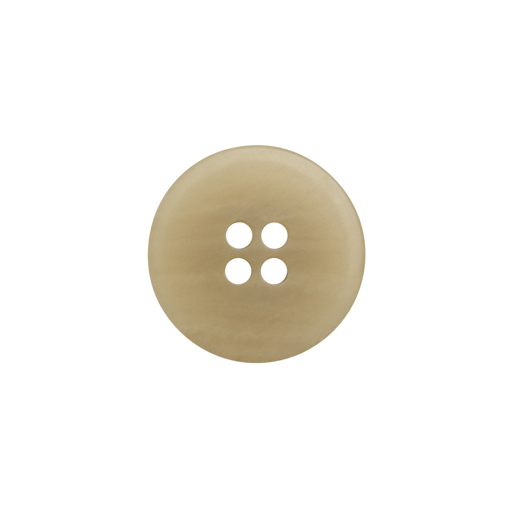 Plastic 4-Hole Button - 28L/18mm - Beige and Brown Striated - Made in Italy