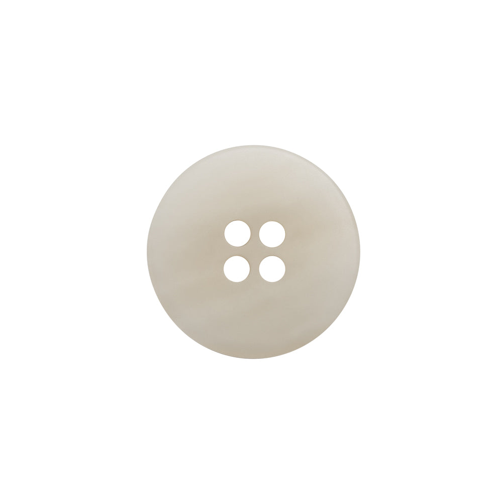 Plastic 4-Hole Button - 28L/18mm - White and Cream Striated - Made in Italy