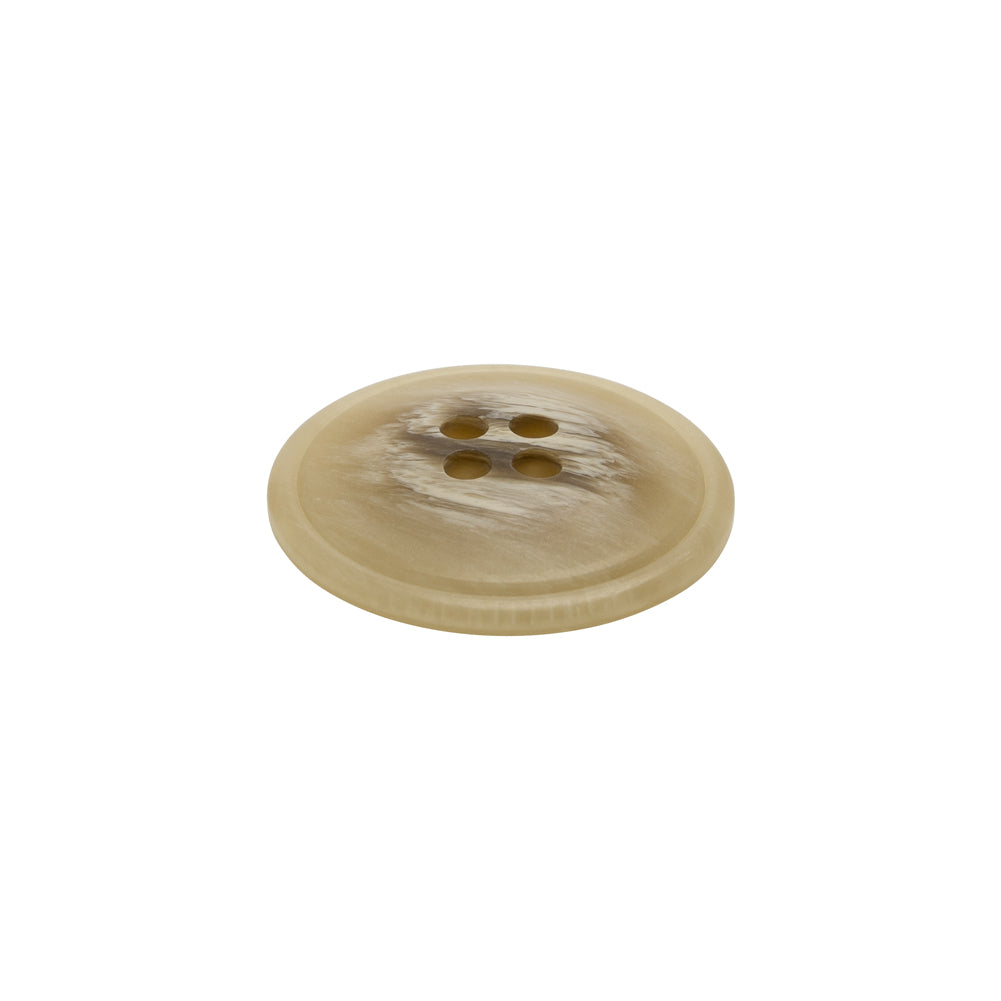 Plastic 4-Hole Button - 32L/20mm - Beige and Brown Striated - Made in Italy