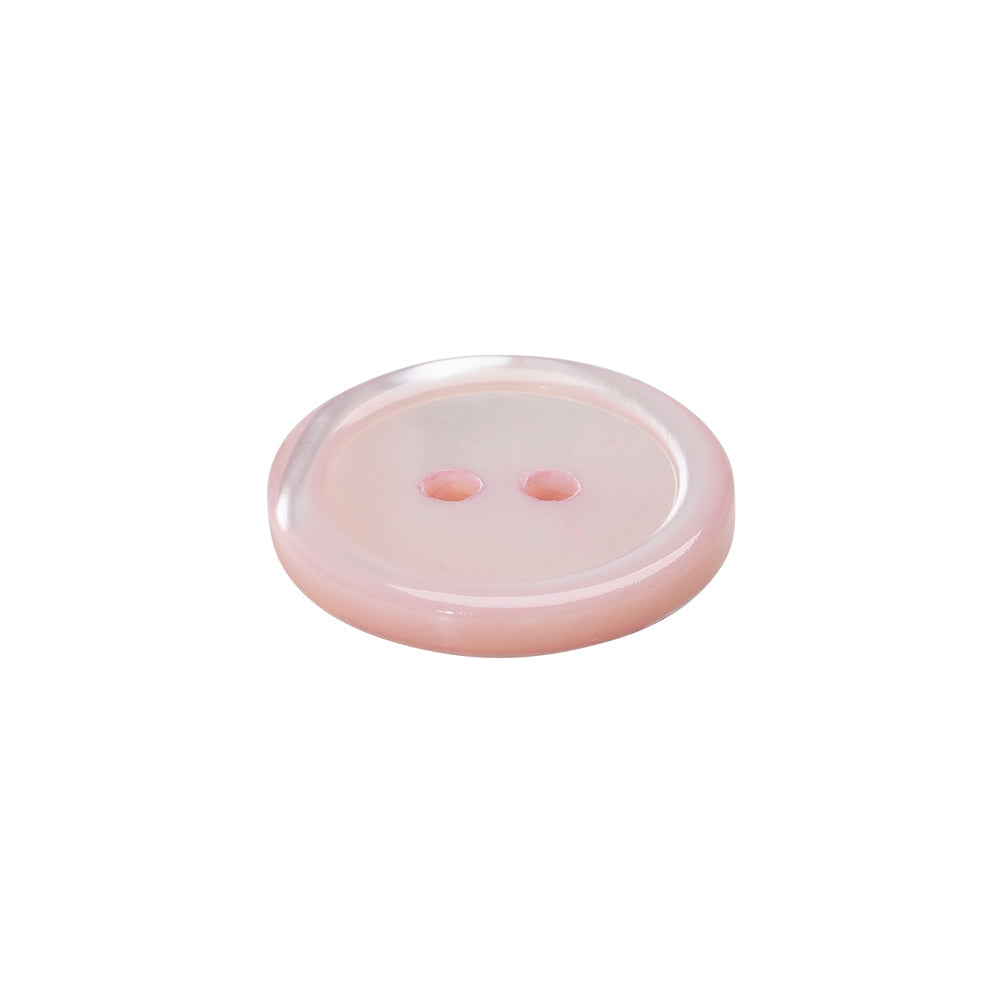 Shell 2-Hole Button - 32L/20mm - Baby Pink Shimmer Narrow Rim