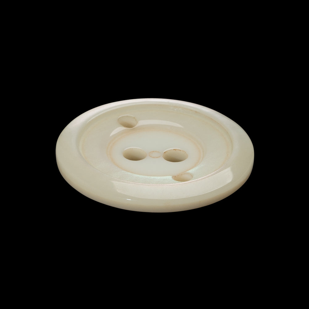 Plastic 2-Hole Button - 40L/25.5mm - Iridescent Ivory Stairstep with Decorative Holes