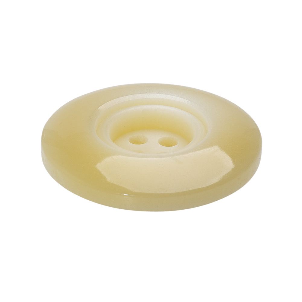 Plastic 4-Hole Button - 44L/28mm - Creamy Beige Tire Rim with Stairstep Center