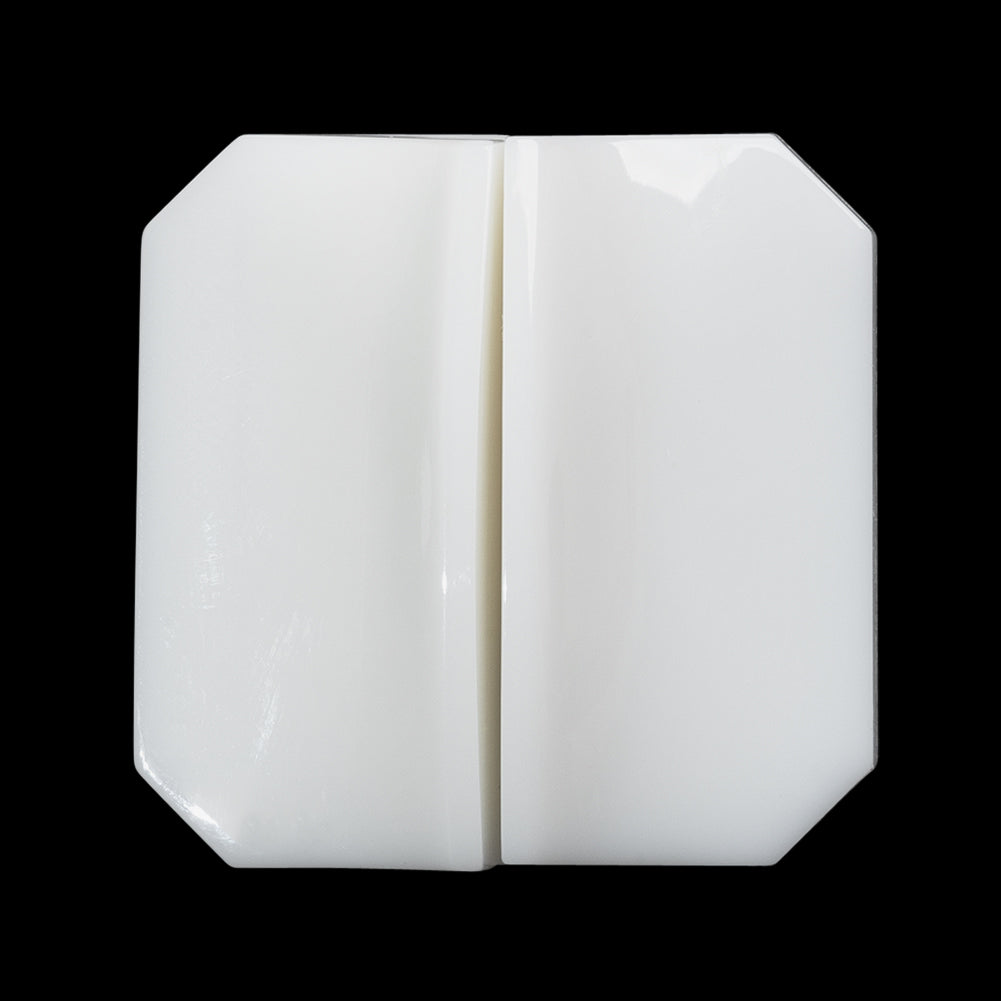 Square Plastic Shank Back Button Made in Italy - 44L/28mm - White Center Ridge