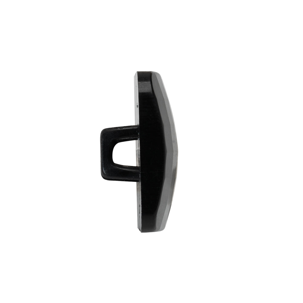 Square Plastic Shank Back Button - 36L/23mm - Black Faceted