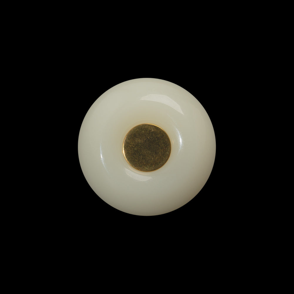 Plastic Self-Back Button - 32L/20mm - Ivory Tire Rim with Gold Disc Center