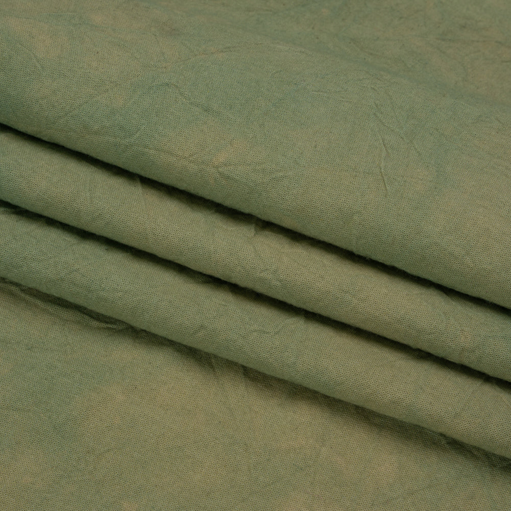 Olive Mottled Wrinkled Lightweight Cotton Canvas