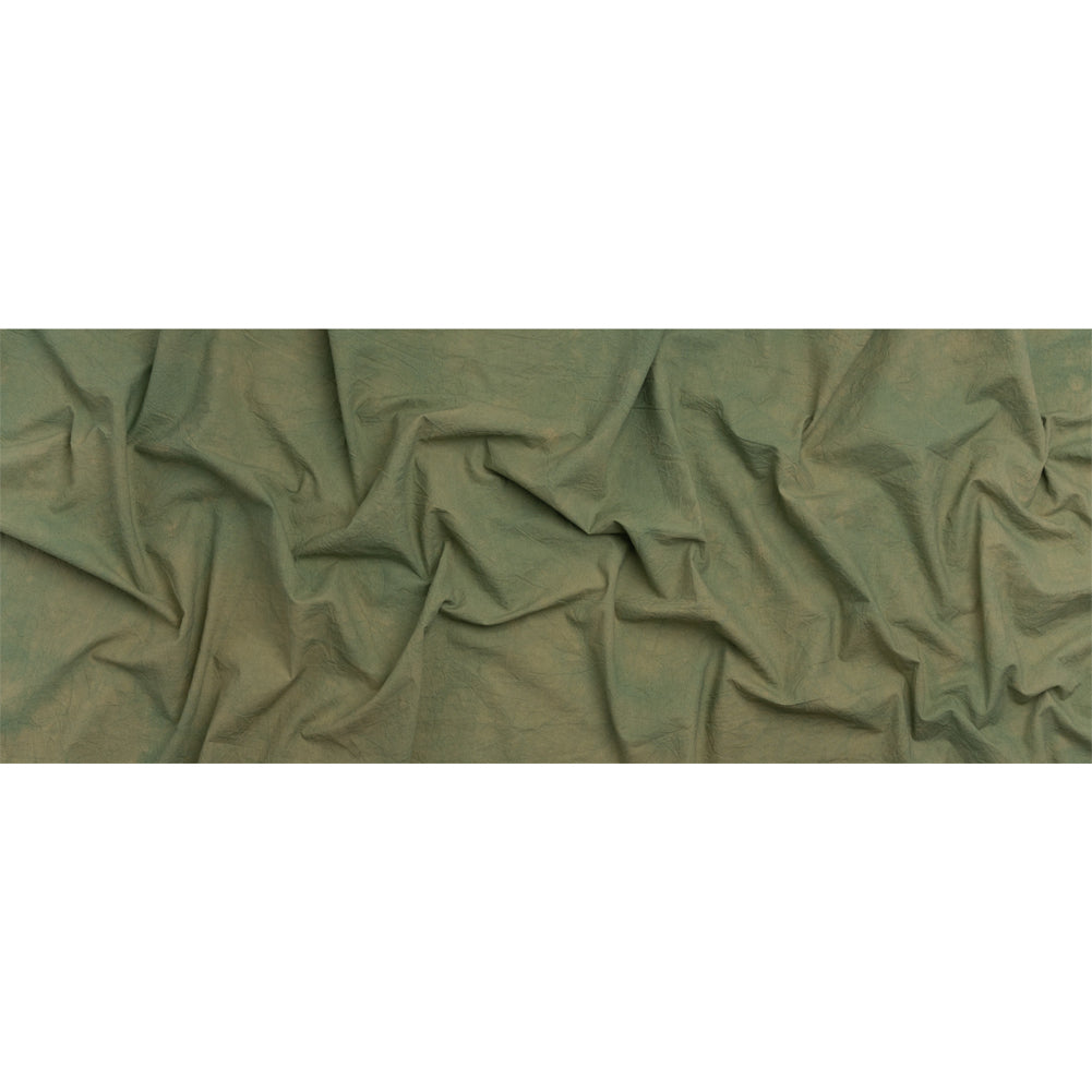 Olive Mottled Wrinkled Lightweight Cotton Canvas