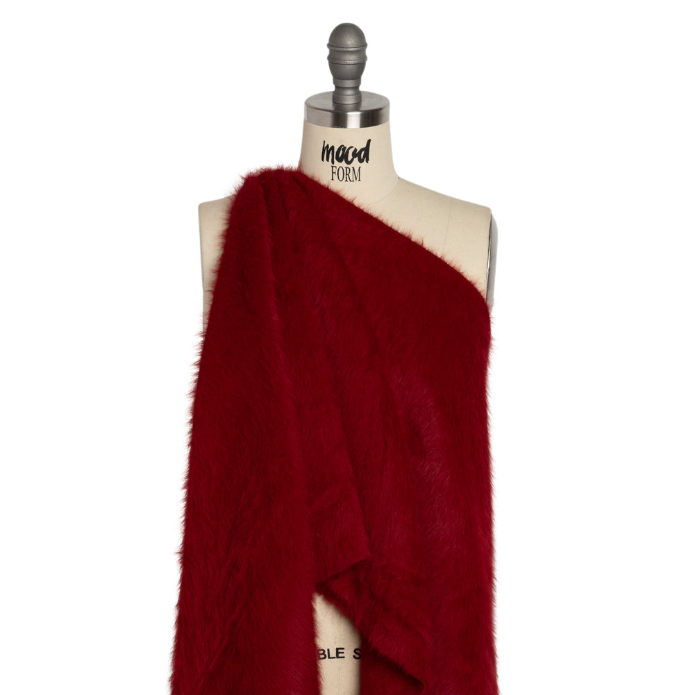 Red Fuzzy Blended Wool Coating