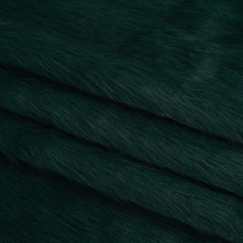 Dark Green Fuzzy Blended Wool Coating