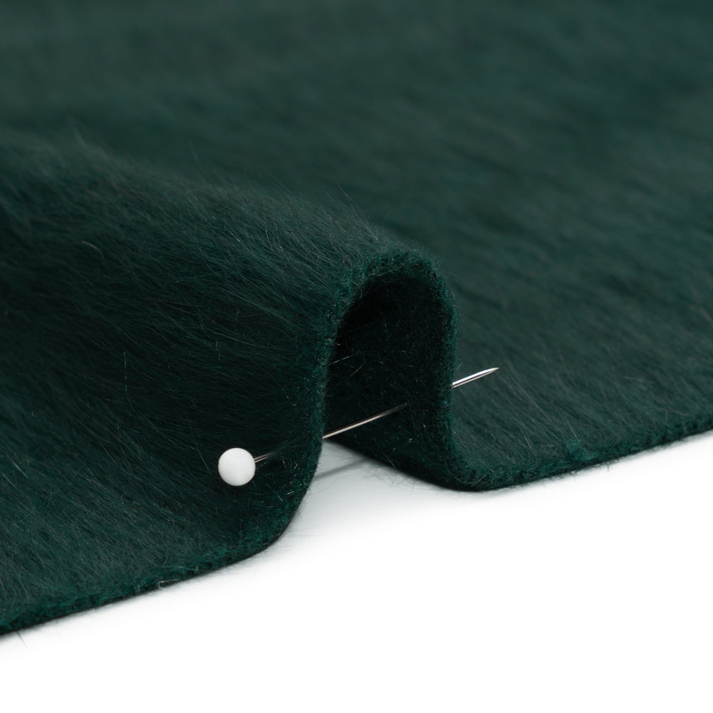 Dark Green Fuzzy Blended Wool Coating