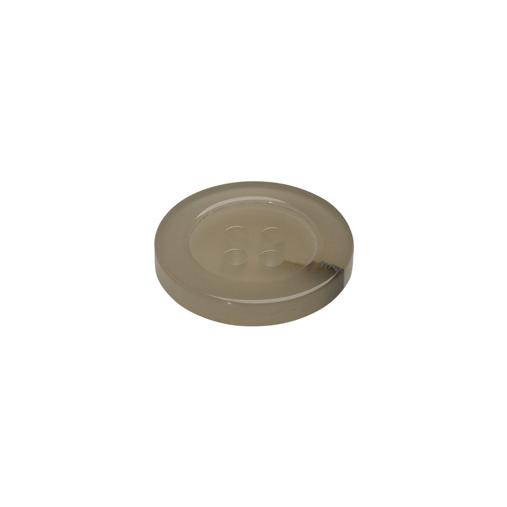 Plastic 4-Hole Button - 24L/15mm - Translucent Ivory with Gray Inclusion