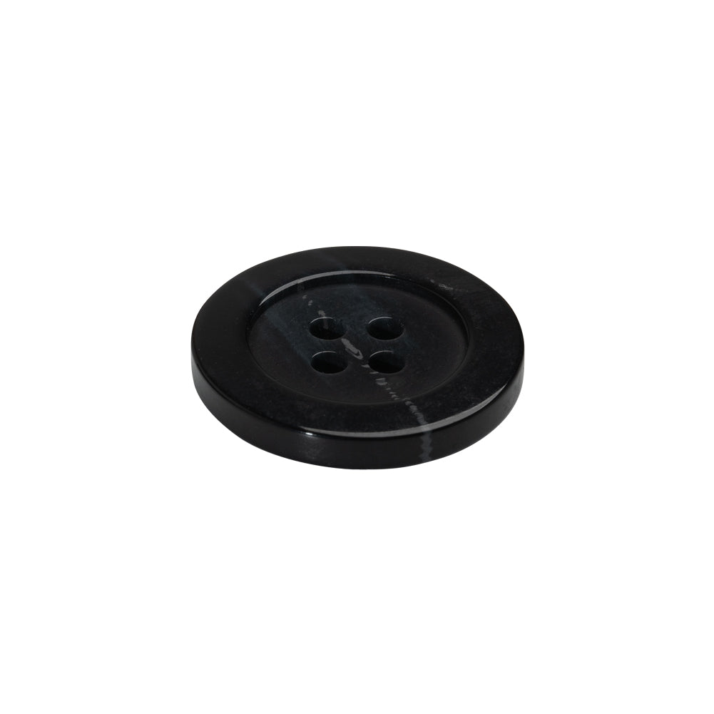 Plastic 4-Hole Button - 32L/20mm - Black and Gray Streaks
