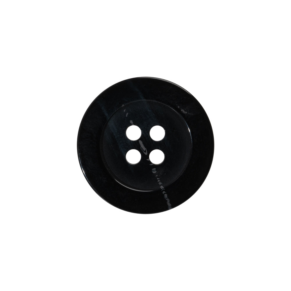 Plastic 4-Hole Button - 32L/20mm - Black and Gray Streaks