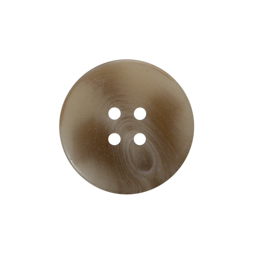 Plastic 4-Hole Button - 36L/23mm - Beige and Taupe Thick Swirls Low Convex