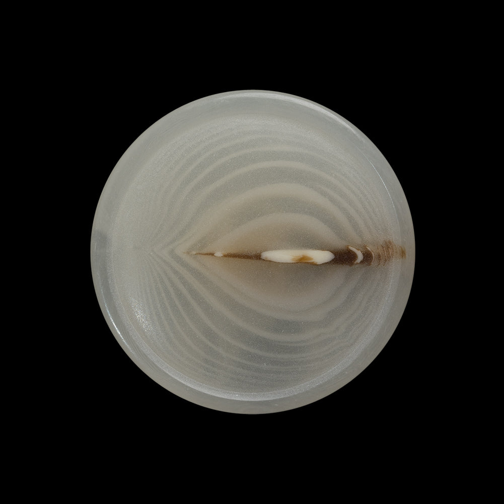 Plastic Shank Back Button - 40L/25.5mm - Ivory and Brown Streak Low Convex