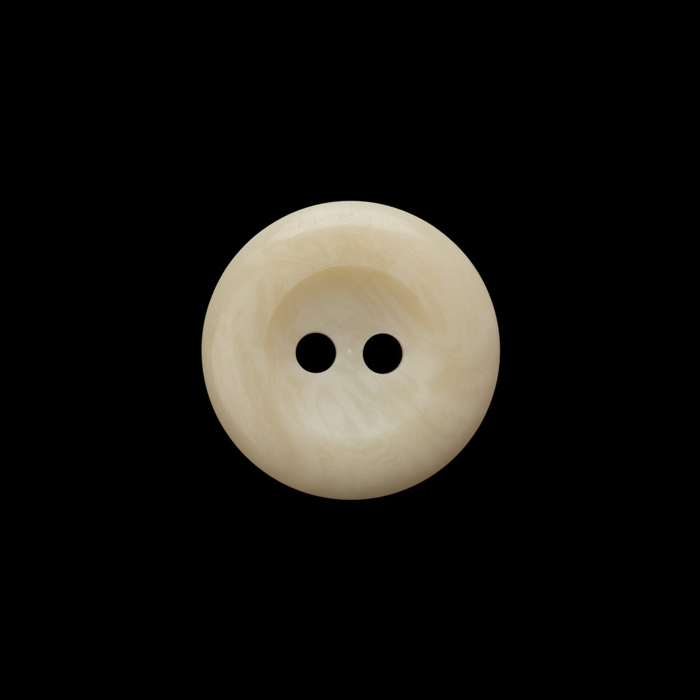 Plastic 2-Hole Button - 28L/18mm - Ivory Swirls Shallow Inkwell