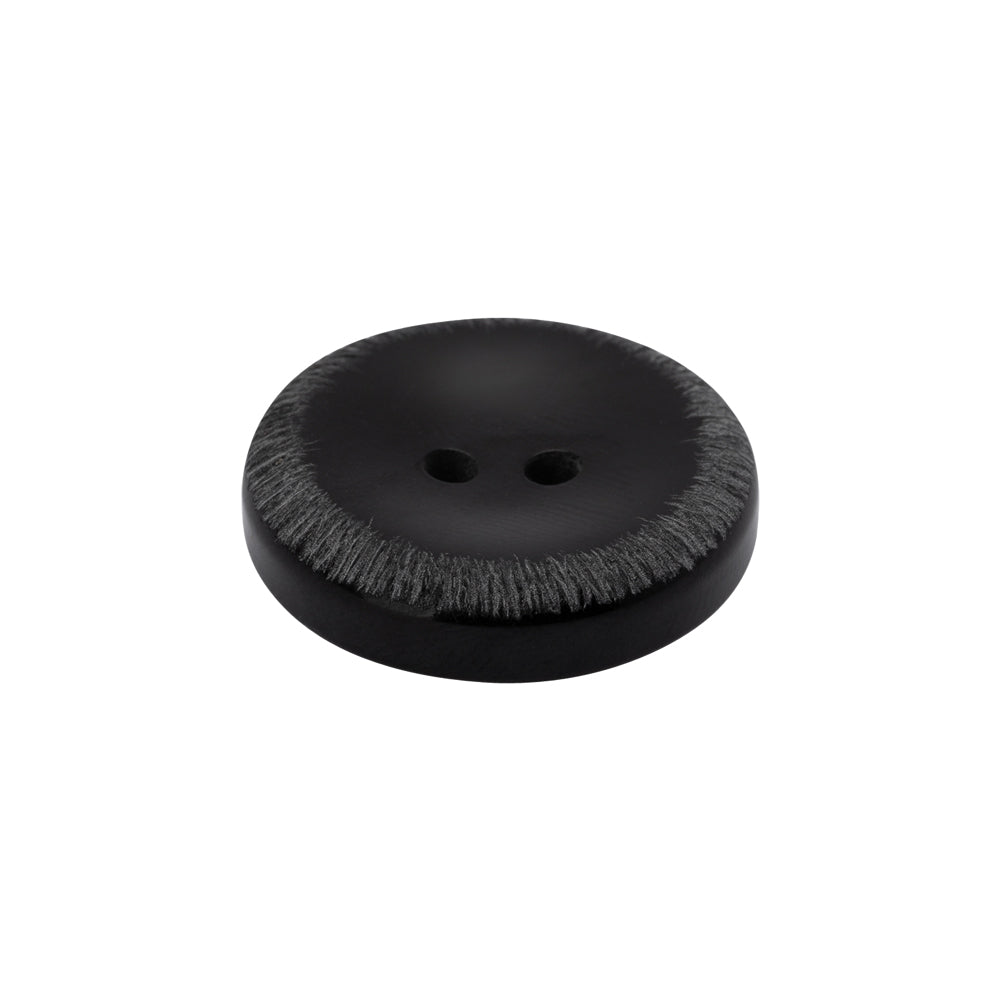 Plastic 2-Hole Button - 35L/22mm - Black Shallow Plate with Etched Rim