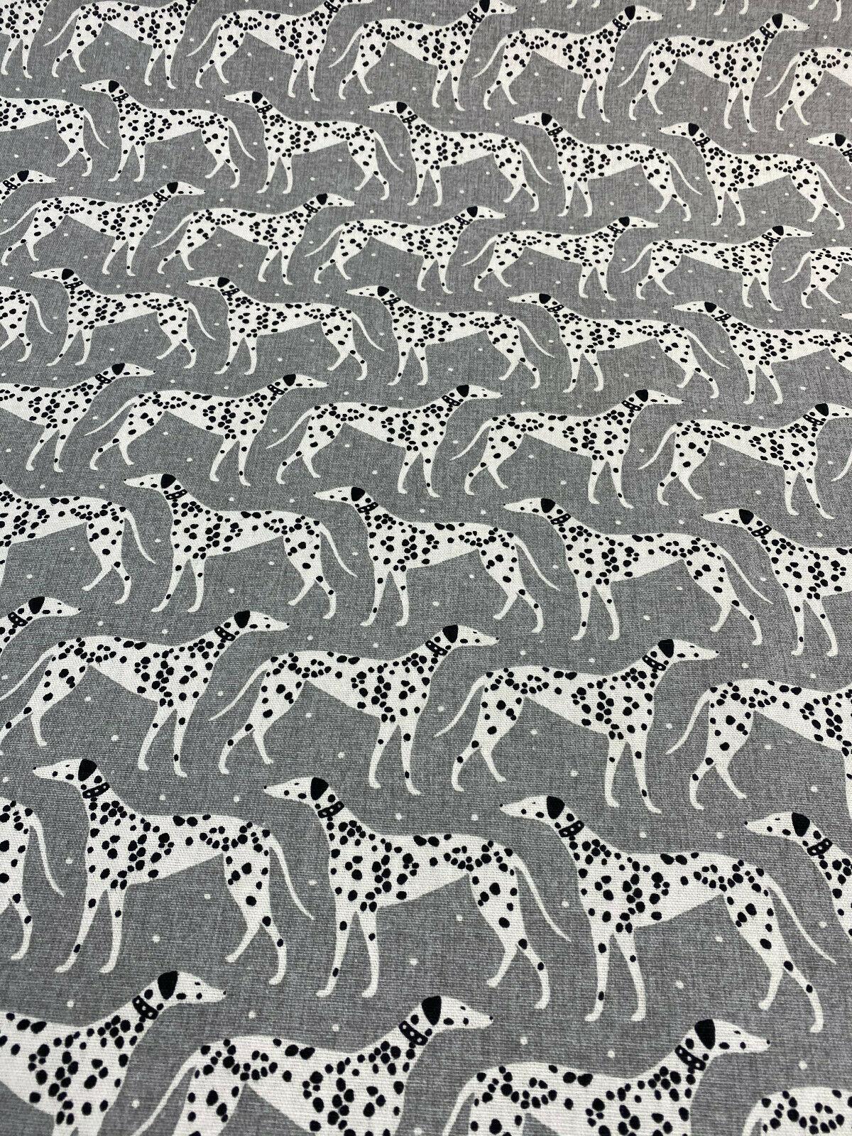 Waverly Dalmatian Dogs Grey Dapper Novogratz Cotton Fabric - Black, Gray, White Dalmatian Dogs, 54" Width (1 Yard)