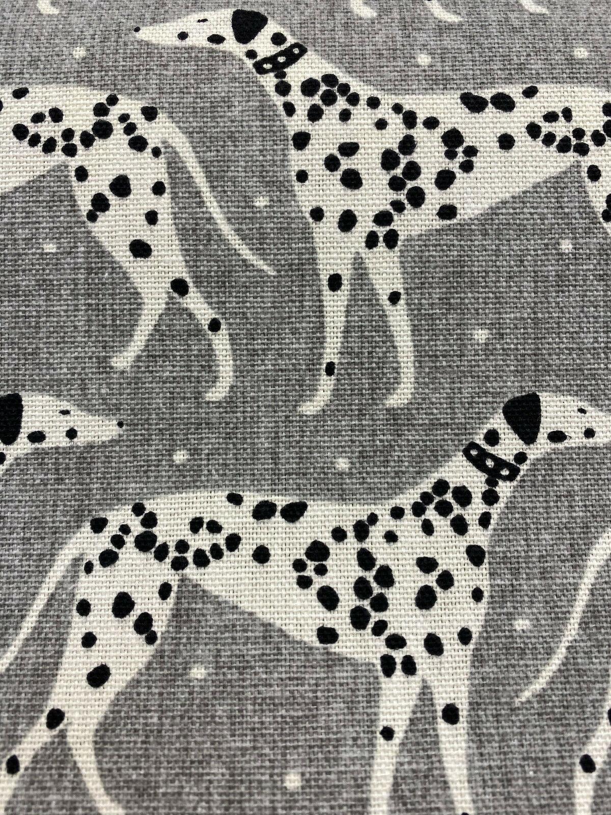 Waverly Dalmatian Dogs Grey Dapper Novogratz Cotton Fabric - Black, Gray, White Dalmatian Dogs, 54" Width (1 Yard)