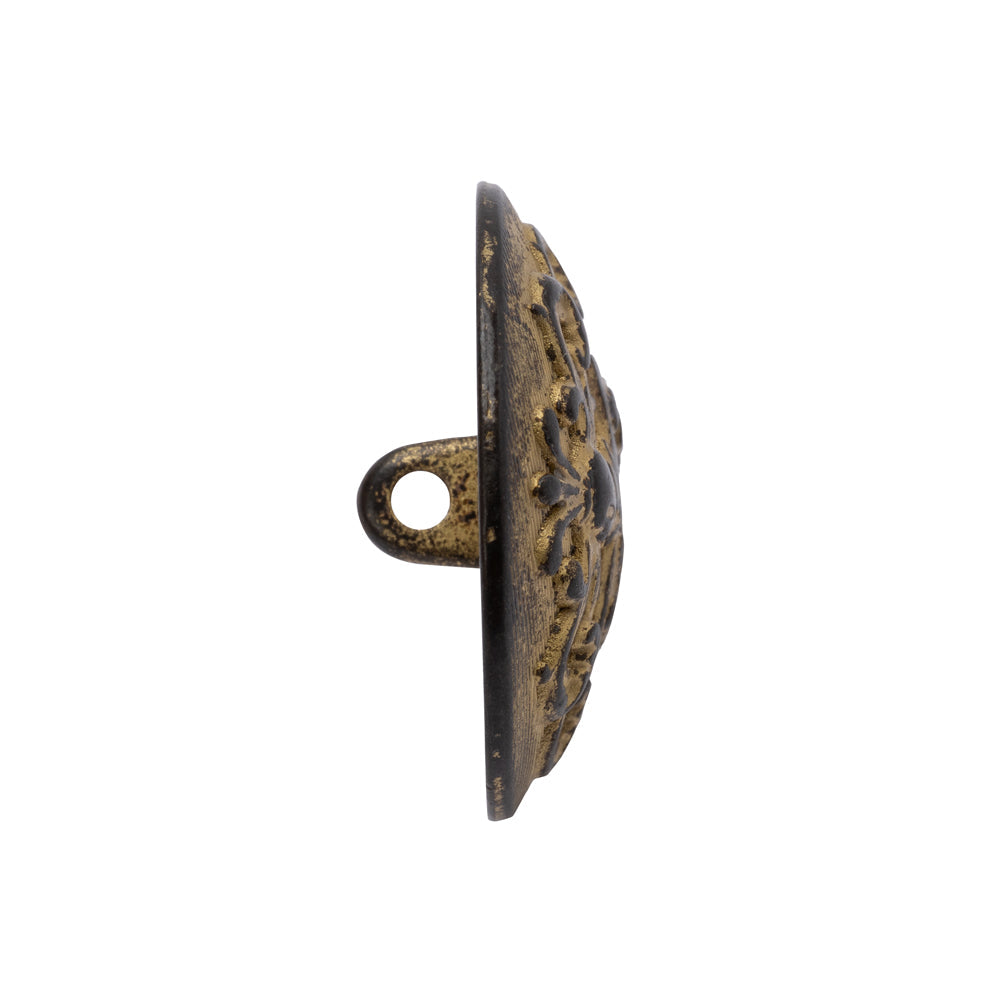 Metal Shank Back Button - 40L/25.5mm - Distressed Gold Crest