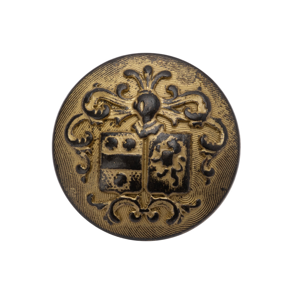 Metal Shank Back Button - 40L/25.5mm - Distressed Gold Crest