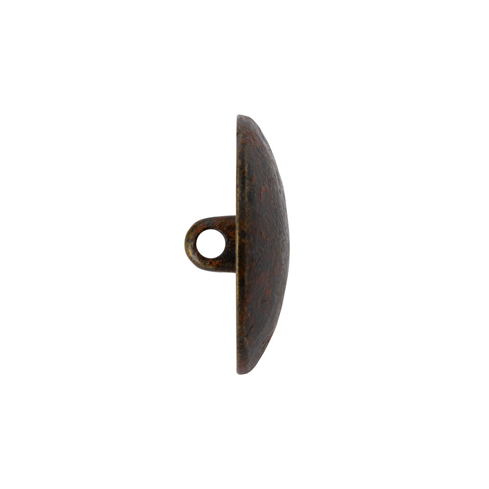Metal Shank Back Button - 36L/23mm - Distressed Antique Brass