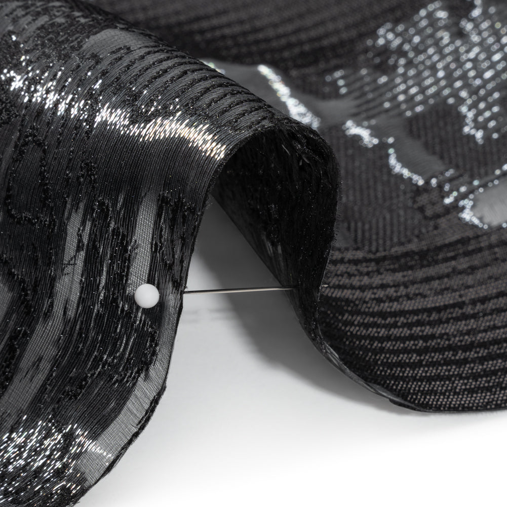 Metallic Black Abstract Luxury Burnout Brocade