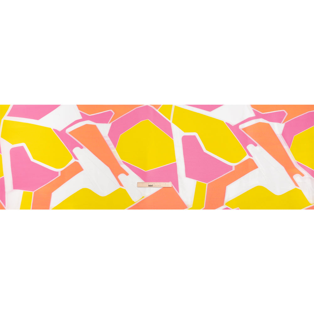 Hot Pink, Orange and Yellow Abstract Luxury Burnout Brocade