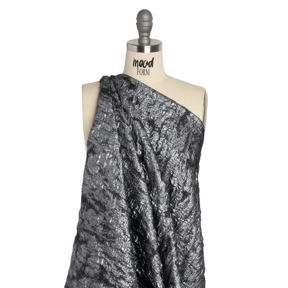 Metallic Silver and Gray Abstract Luxury Brocade