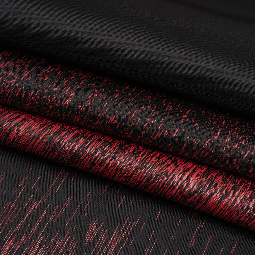 Black and Metallic Red Striated Luxury Brocade