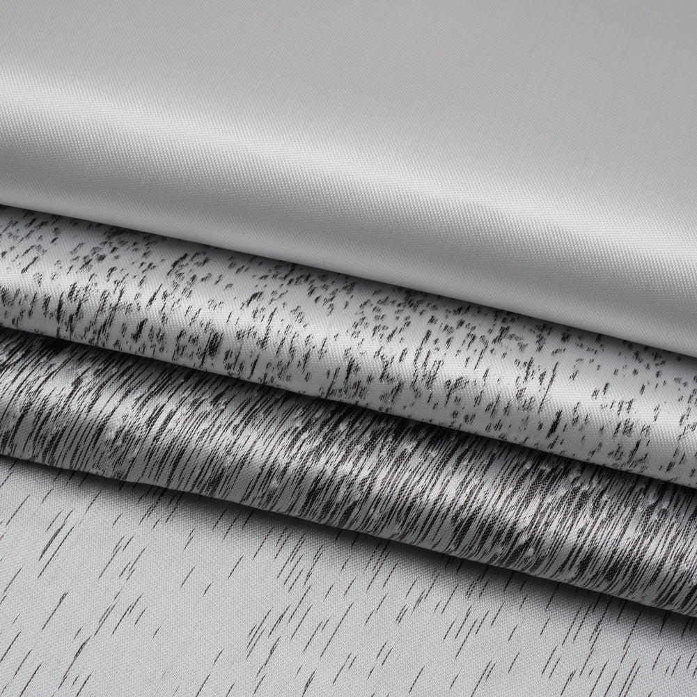Silver and Metallic Black Striated Luxury Brocade