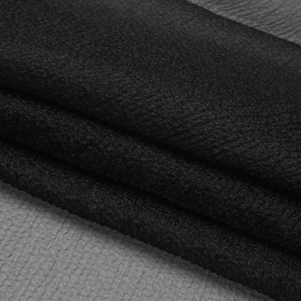 Black Bubbly Crinkled Organza Brocade