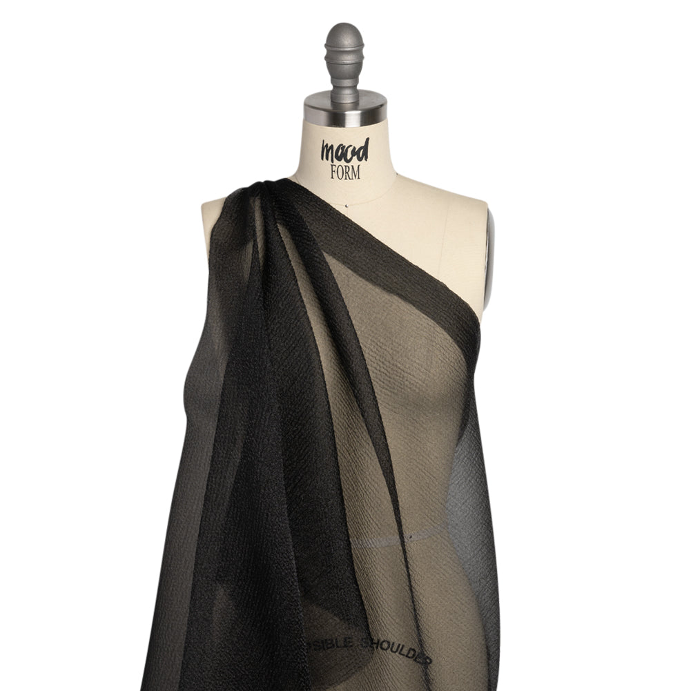 Black Bubbly Crinkled Organza Brocade