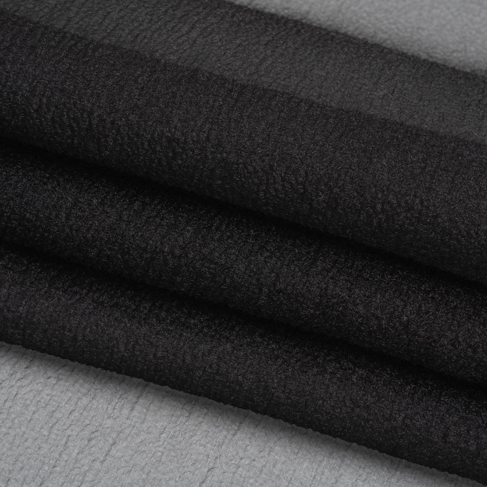 Shimmering Black Bubbly Crinkled Organza Brocade