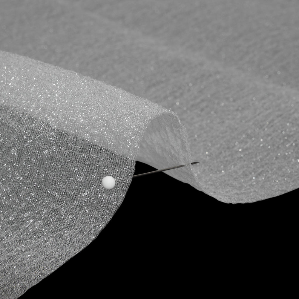 White Iridescent Shimmer Bubbly Crinkled Organza Brocade