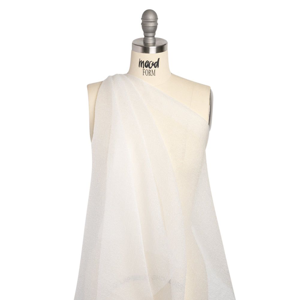 White Iridescent Shimmer Bubbly Crinkled Organza Brocade