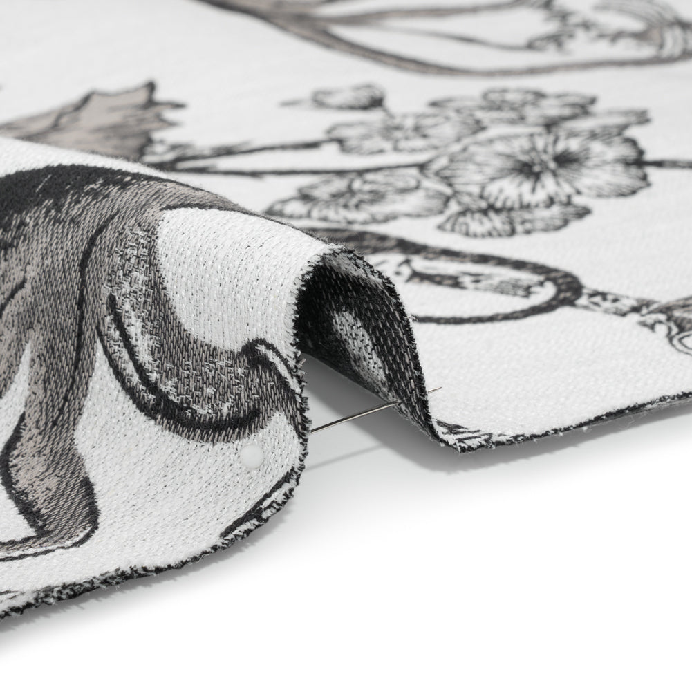 Black Diamond Exotic Pets and Flowers Upholstery Jacquard