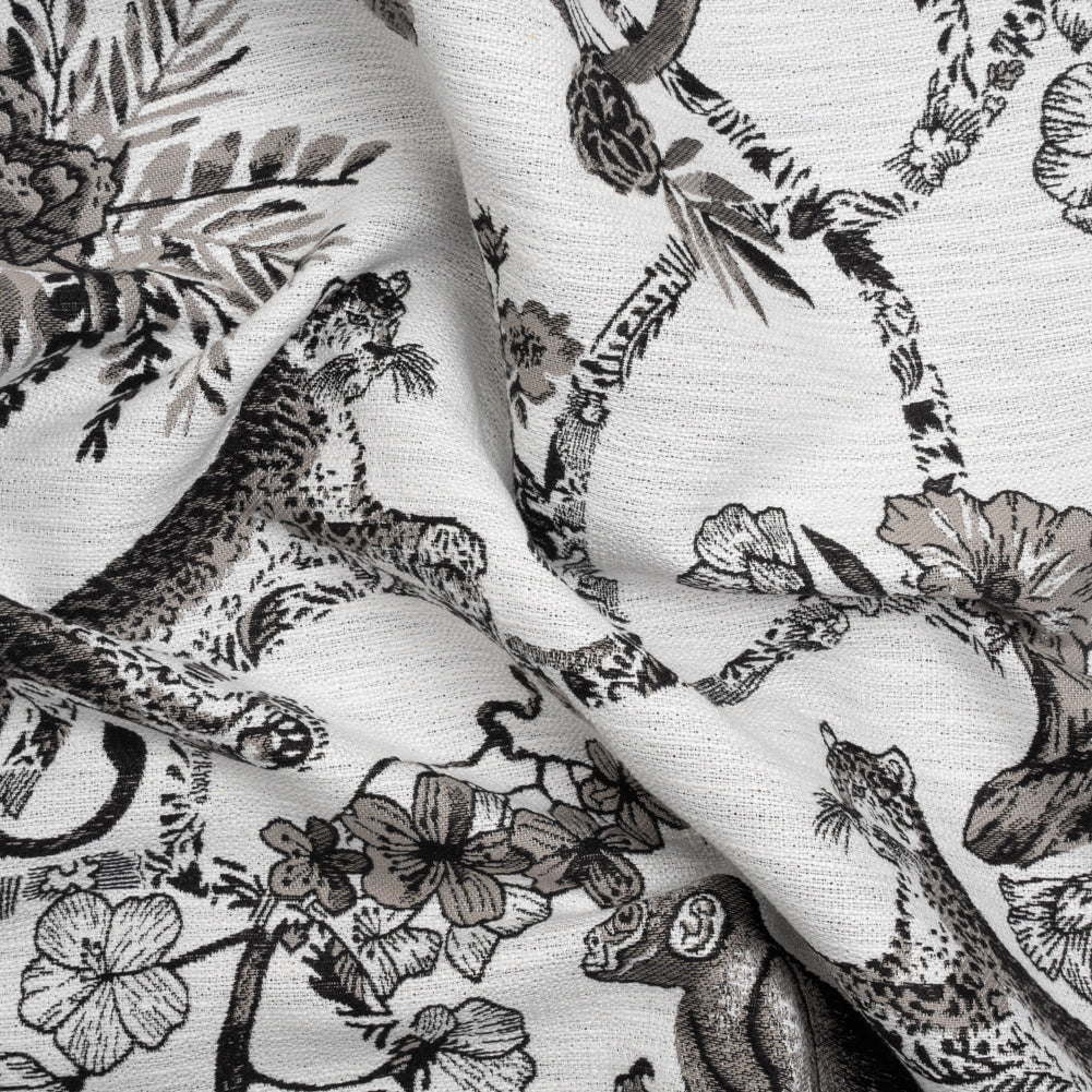 Black Diamond Exotic Pets and Flowers Upholstery Jacquard