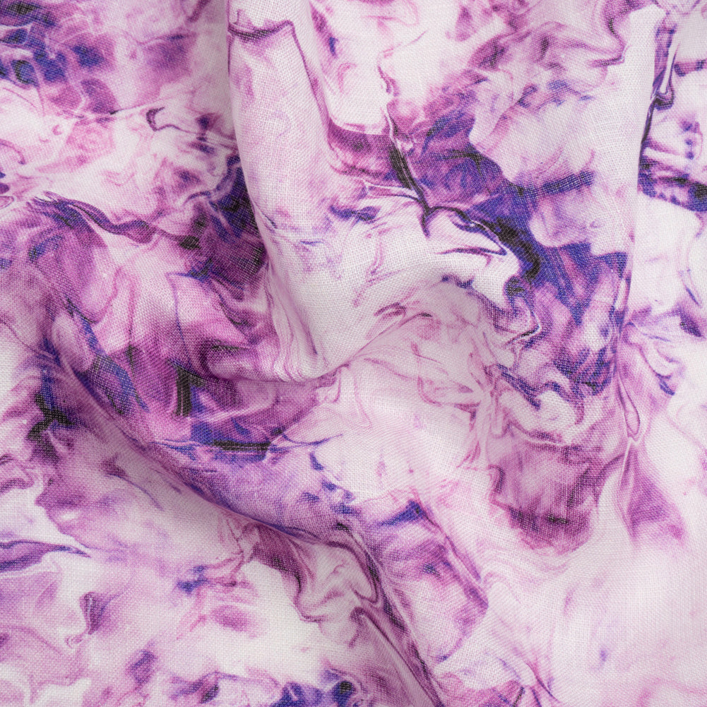 Purple and Ultramarine Marbled Medium Weight Linen Woven