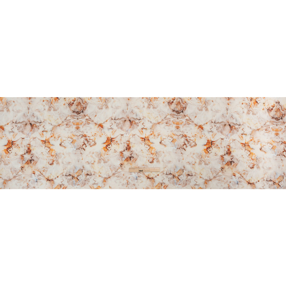 Orange and Beige Marbled Medium Weight Linen Woven
