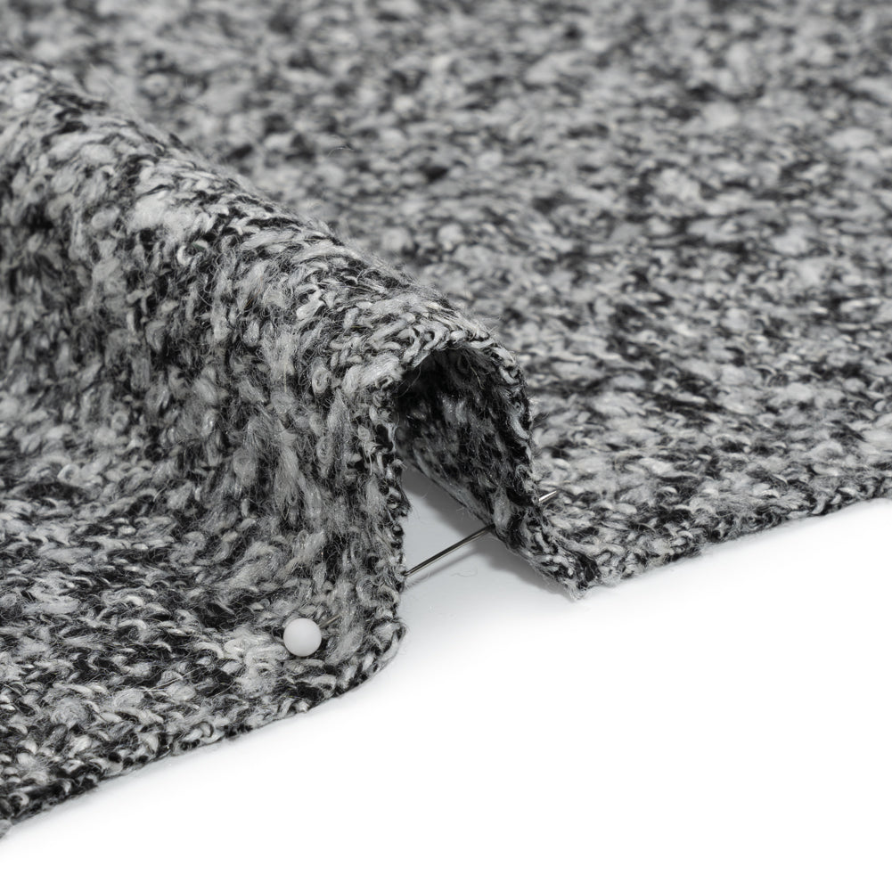 Black and White Tweedy Wool Blend Boucle