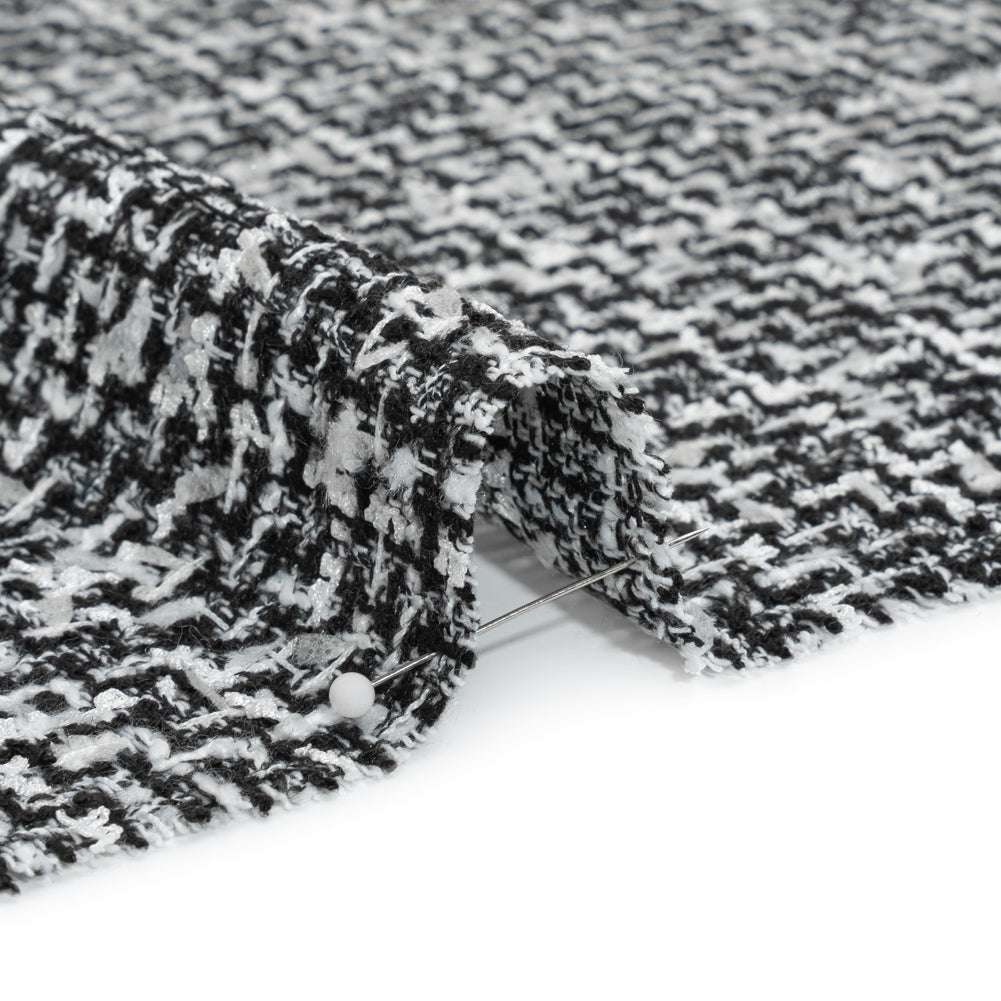 Black and White Acrylic and Polyester Boucle Tweed