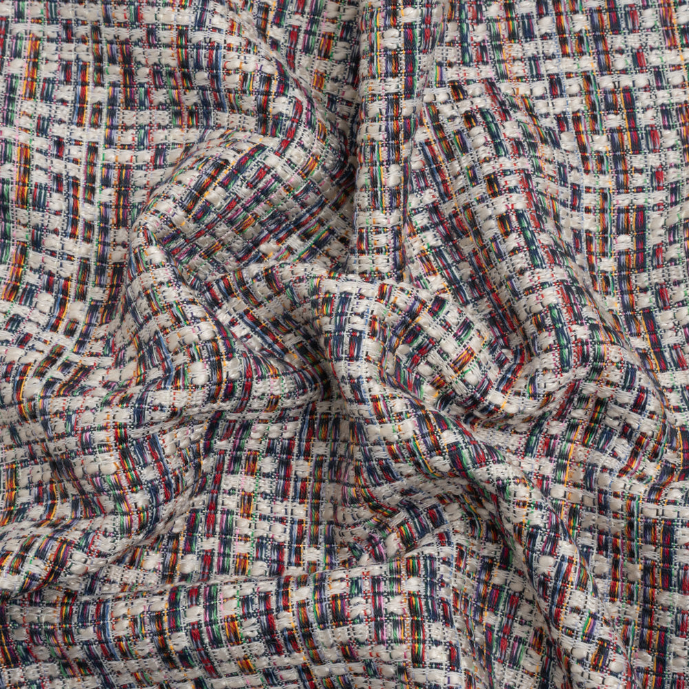 White and Rainbow Acrylic Tweed